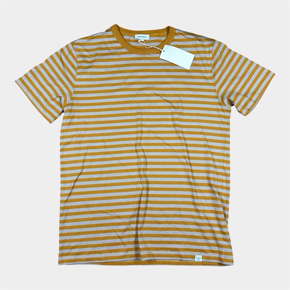 Norse Projects Niels Striped T-shirt Tumeric Yellow - NWT Sz L